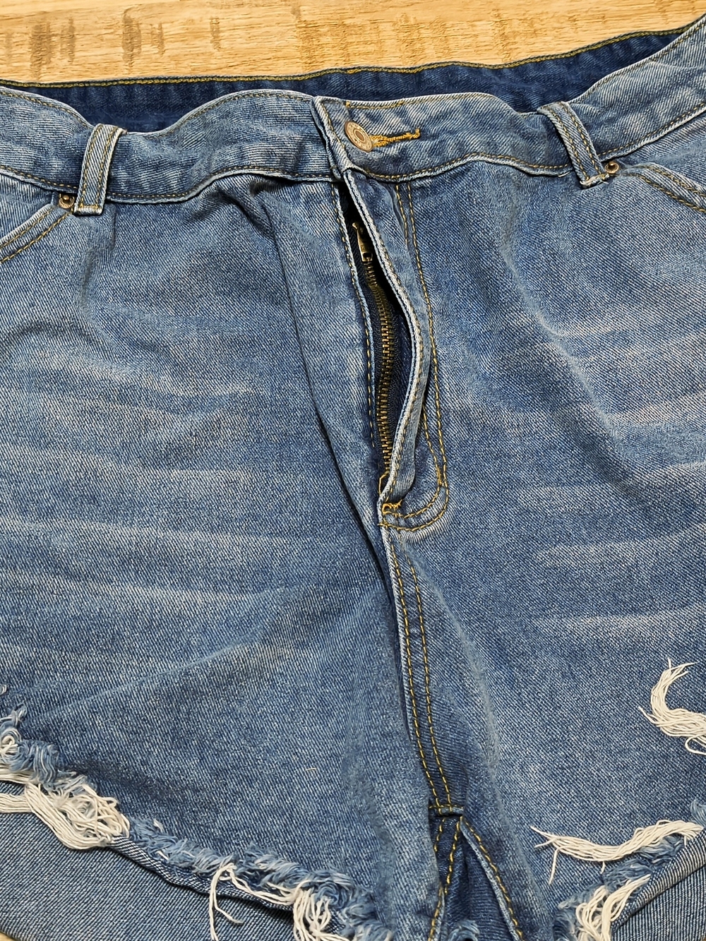 Classic Blue Distressed Women's Jean Shorts Daisy Dukes Sz 4x